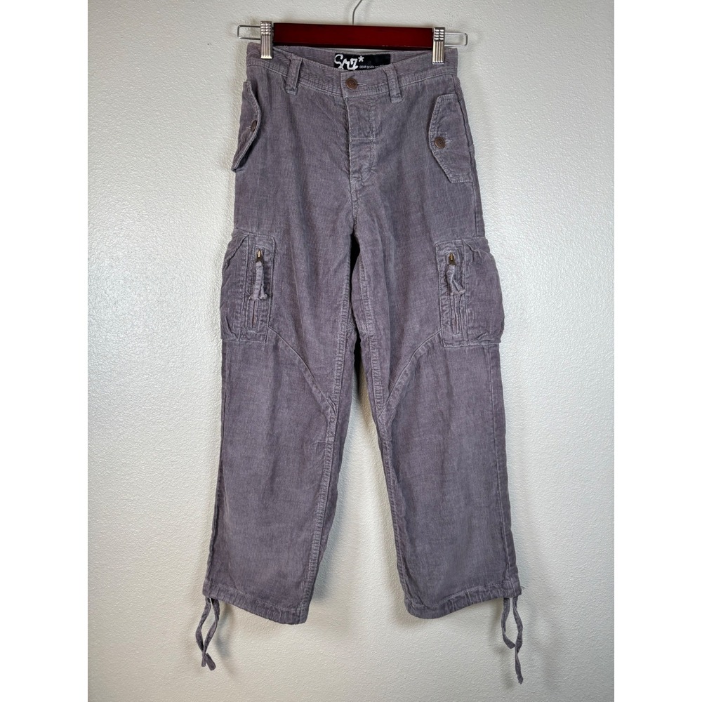 Vintage Y2K SR7 Gear Seven Collection Gray Corduroy Cargo Pants Size‎ 10 Kids